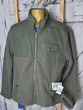 Swiss Alps Life Without Limits Men's Color Block Fleece Jacket In Army Green L
